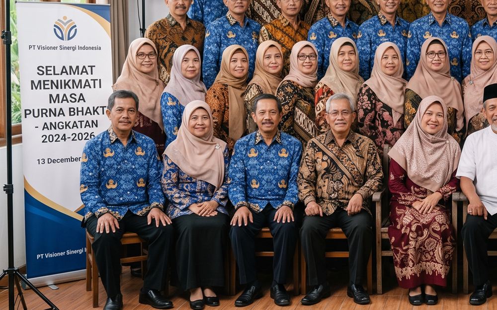 Anggota dan pengurus ViSI berfoto bersama dalam acara pelepasan purna bakti